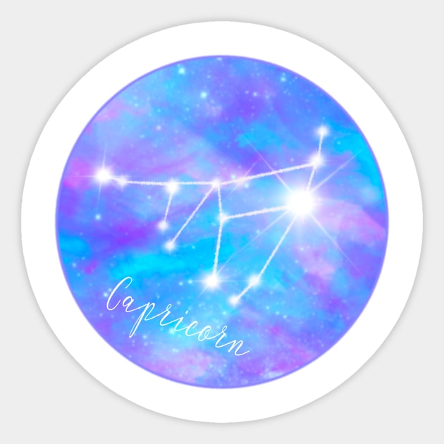 Capricorn zodiac sign. Stars on galaxy background Sticker by Orangerinka